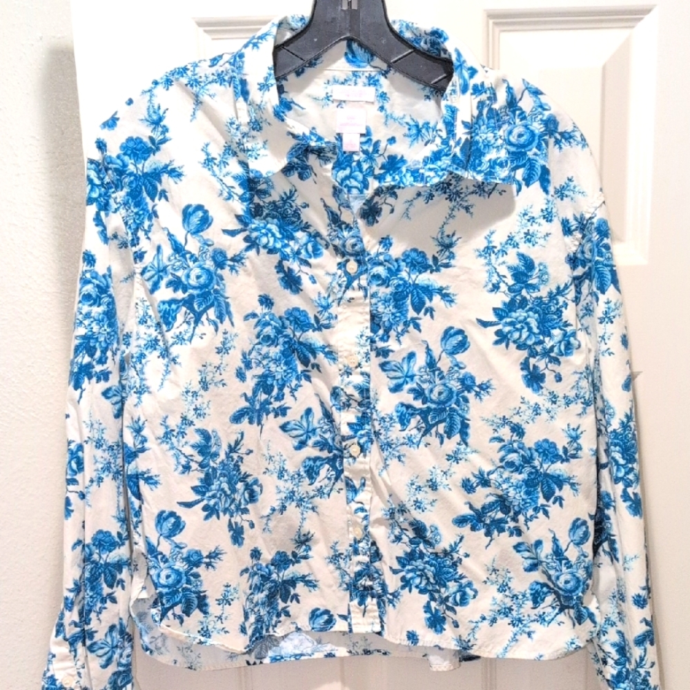 Gap X LoveShackFancy Blue Floral Shirt Size S